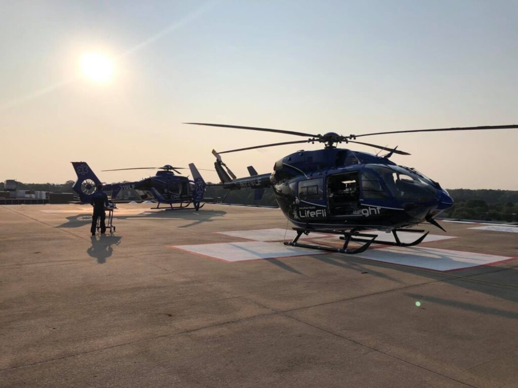 Anmed Health Lifeflight Personnel Load A Simulated Victim Onto A